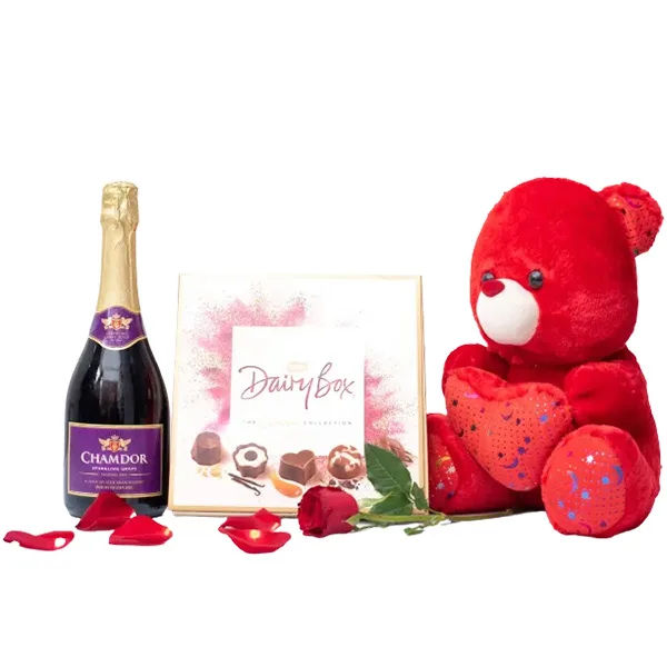 flowers teddy bear wine and card-nairobidrinks