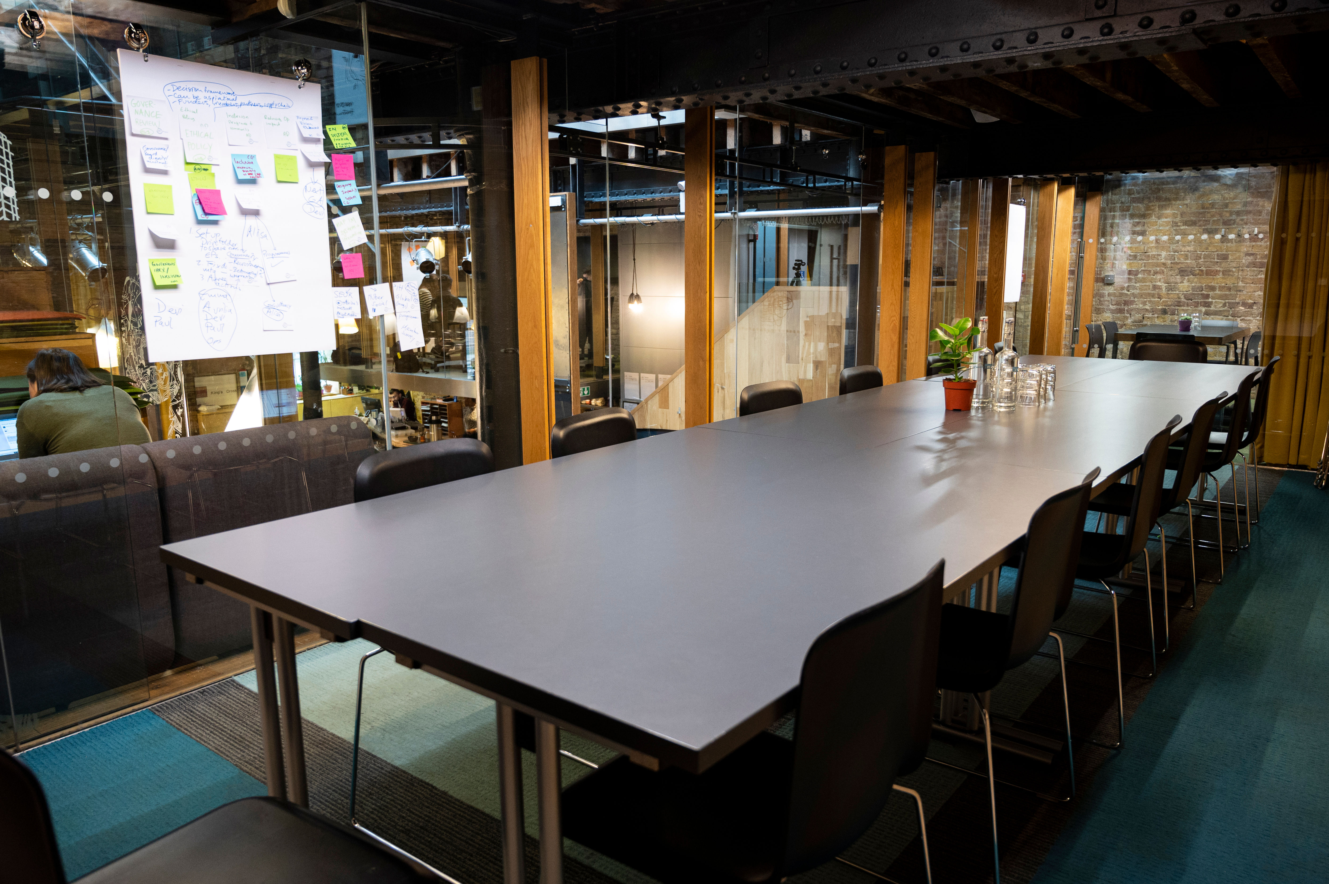 People dining at Impact Hub Kings Cross on Tally Workspace