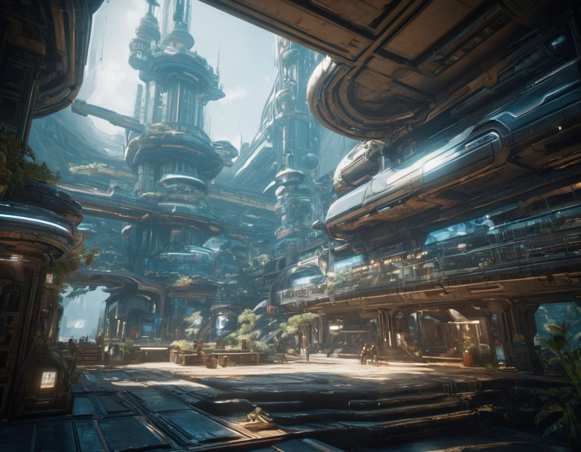 A futuristic video game level design with intricate details, unique challenges, and interactive elements. The scene showcases a complex environment with futuristic structures, interactive elements, and a sense of exploration. This image prompt embodies the creativity and complexity of engaging video game levels.
