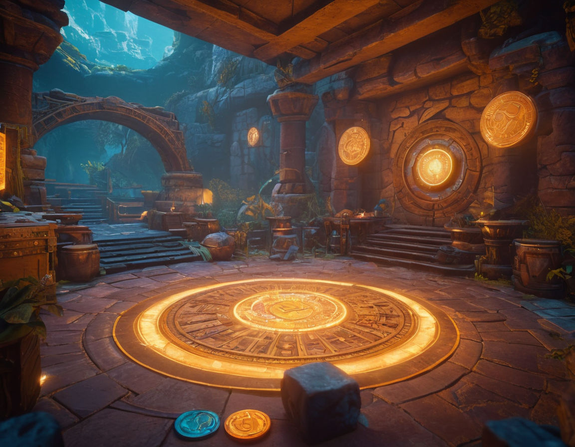 A digital landscape showcasing various interactive game elements such as coins, power-ups, platforms, and obstacles in a colorful and engaging setting, symbolizing the core elements of game mechanics in creating an immersive gaming experience.
