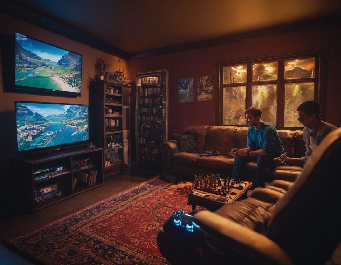 For the content on the Psychology of Gaming, here are some image prompts:

1. **Social Gaming**: An image of diverse video game characters interacting in a virtual world, showcasing the importance of social interaction in gaming and the dynamics of multiplayer cooperation.

2. **Cognitive Benefits of Gaming**: An illustration of a brain surrounded by elements of various video game genres, highlighting how gaming enhances cognitive skills, promotes problem-solving, critical thinking, and the educational potential of specific game types.

3. **Escapism in Video Games**: A surreal landscape within a video game setting, depicting the concept of escapism, immersion in virtual worlds, and exploring the balance between healthy and unhealthy forms of escaping reality through gaming.

4. **Competitive Gaming**: A high-stakes gaming competition scene with intense focus and adrenaline, symbolizing the thrill of competition in gaming, the psychological effects of competitive play, and strategies for maintaining mental well-being in competitive environments.
