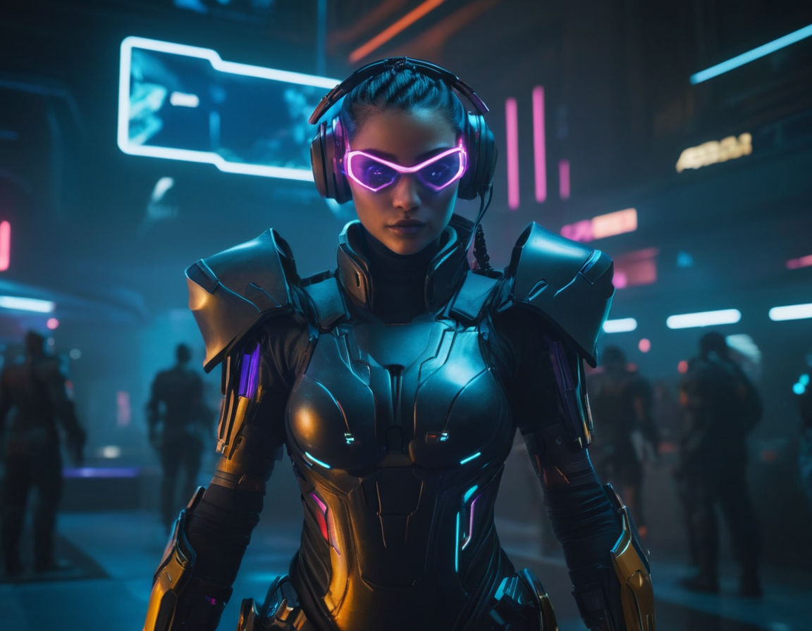 Dynamic MOBA gaming scene with futuristic technology and vibrant colors, cyberpunk aesthetic, advanced player strategies, character mastery tips, evolving meta changes, engaging community interaction, competitive tournaments, skill progression encouragement.
