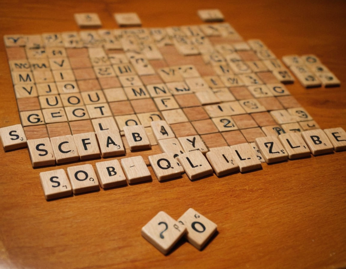 Scrabble tiles with letters and point values on a wooden board game, focusing on bonus squares for extra points, strategy and tactics to outsmart opponents in Scrabble Go.

