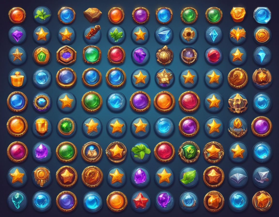 Mobile game icons variety pack: colorful, engaging, diverse styles representing different genres and themes.
