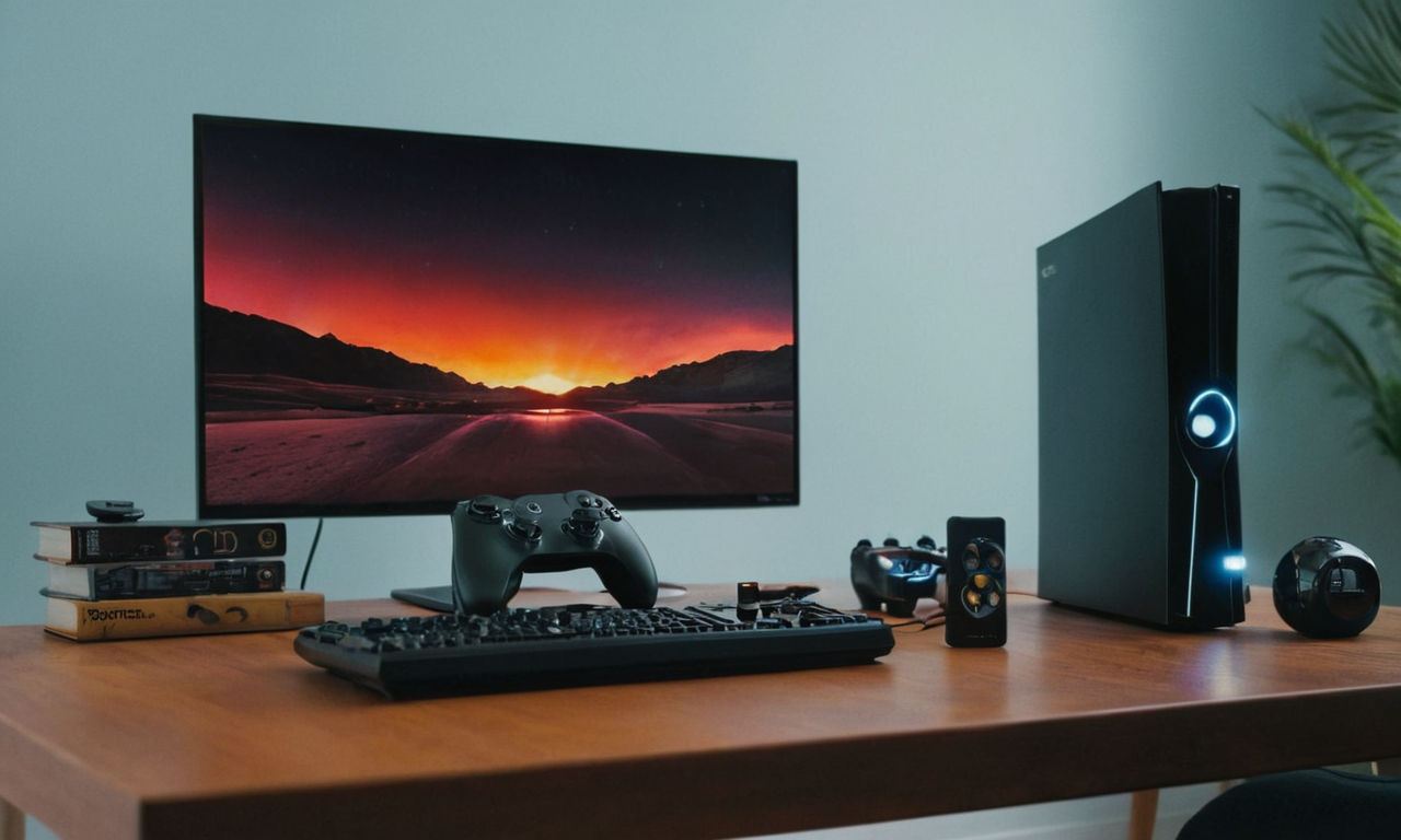 An image prompt for the content provided could be:
A futuristic video game console with a controller on a sleek, modern desk setup, depicting a blend of technology and gaming experience.
