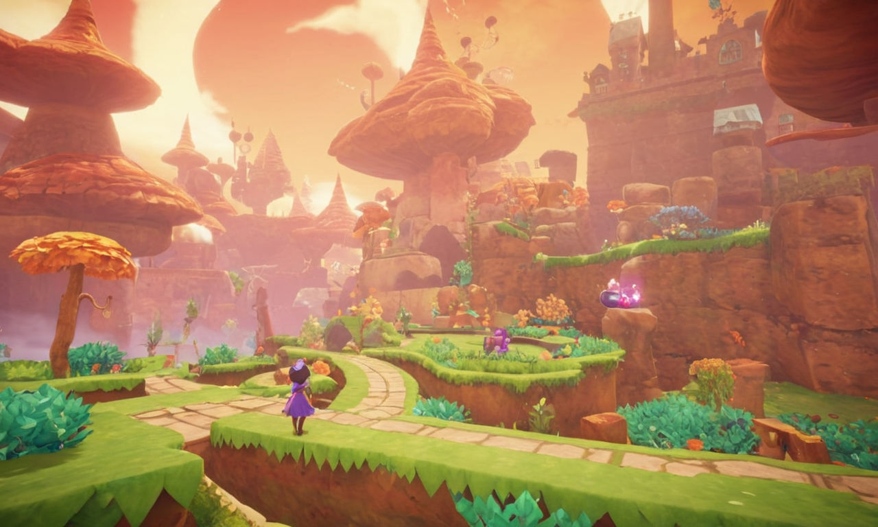 A whimsical and colorful puzzle scene featuring a variety of challenges in a magical world. Show different difficulty levels and progression in gameplay, keeping players engaged and motivated. Capture the fun factor of Sweet Witches on Nintendo Switch compared to other puzzle games, highlighting its unique elements that make it stand out. Include platformer elements in the image to appeal to fans of this genre, showcasing the game as a platformer gem for Nintendo Switch players.
