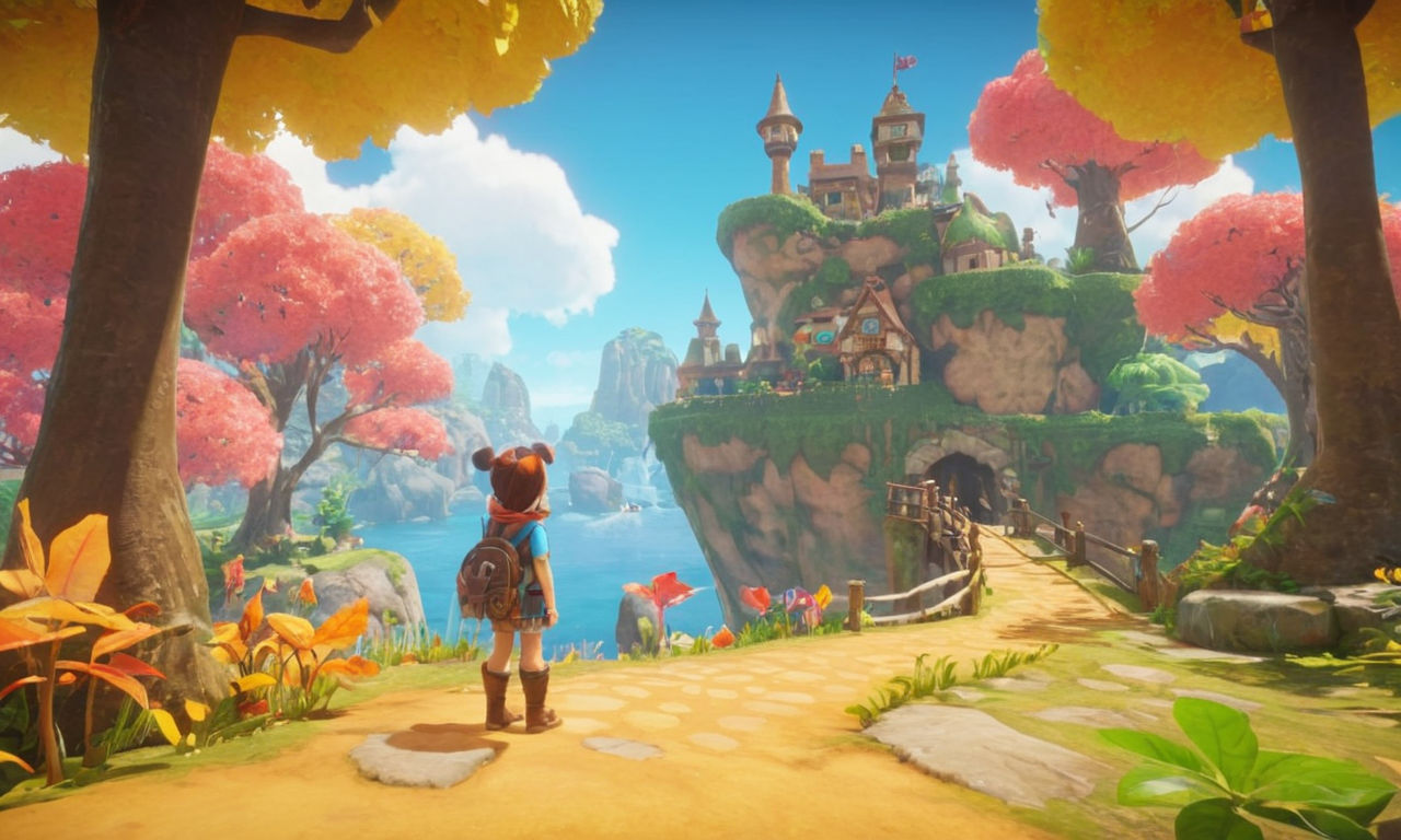A whimsical and colorful character progression scene in a platformer game featuring unique traits for each character, dynamic character development impacting gameplay narrative. Vibrant and enchanting artistic design showcasing visually stunning animations and charming art style that adds to the game's appeal. An engaging Nintendo Switch gameplay experience with seamless compatibility, optimized performance for the Switch console and Joy-Con controllers, offering a unique experience tailored for the Switch platform.
