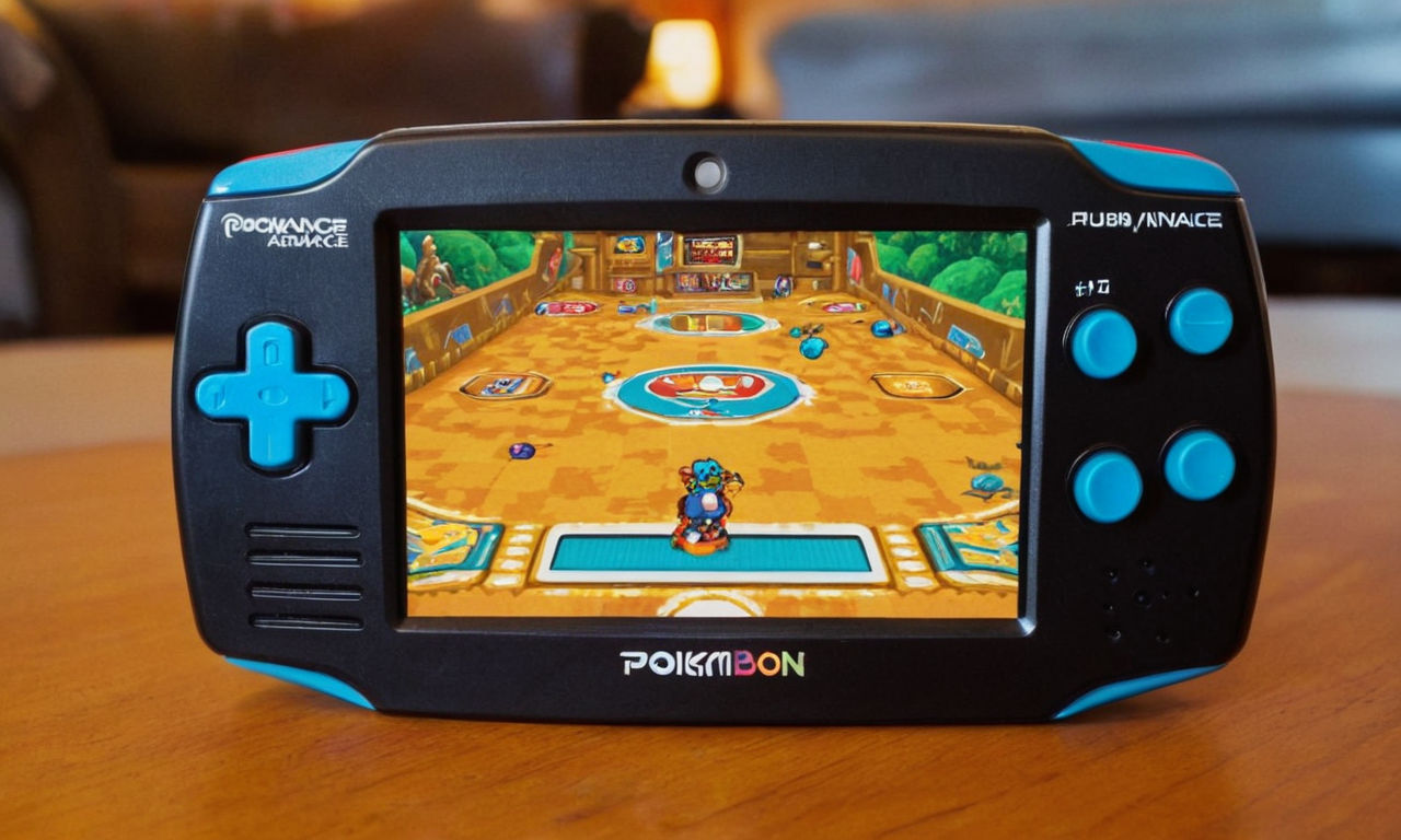 A vibrant and dynamic image of a classic Game Boy Advance device with a colorful, pixelated Pok�mon pinball game screen displayed on it. The screen shows various Pok�mon-themed pinball tables, showcasing the addictive gameplay and retro graphics that made this game a hit among fans. This image captures the essence of nostalgia and fun associated with playing classic GBA games like Pok�mon Pinball: Ruby & Sapphire.
