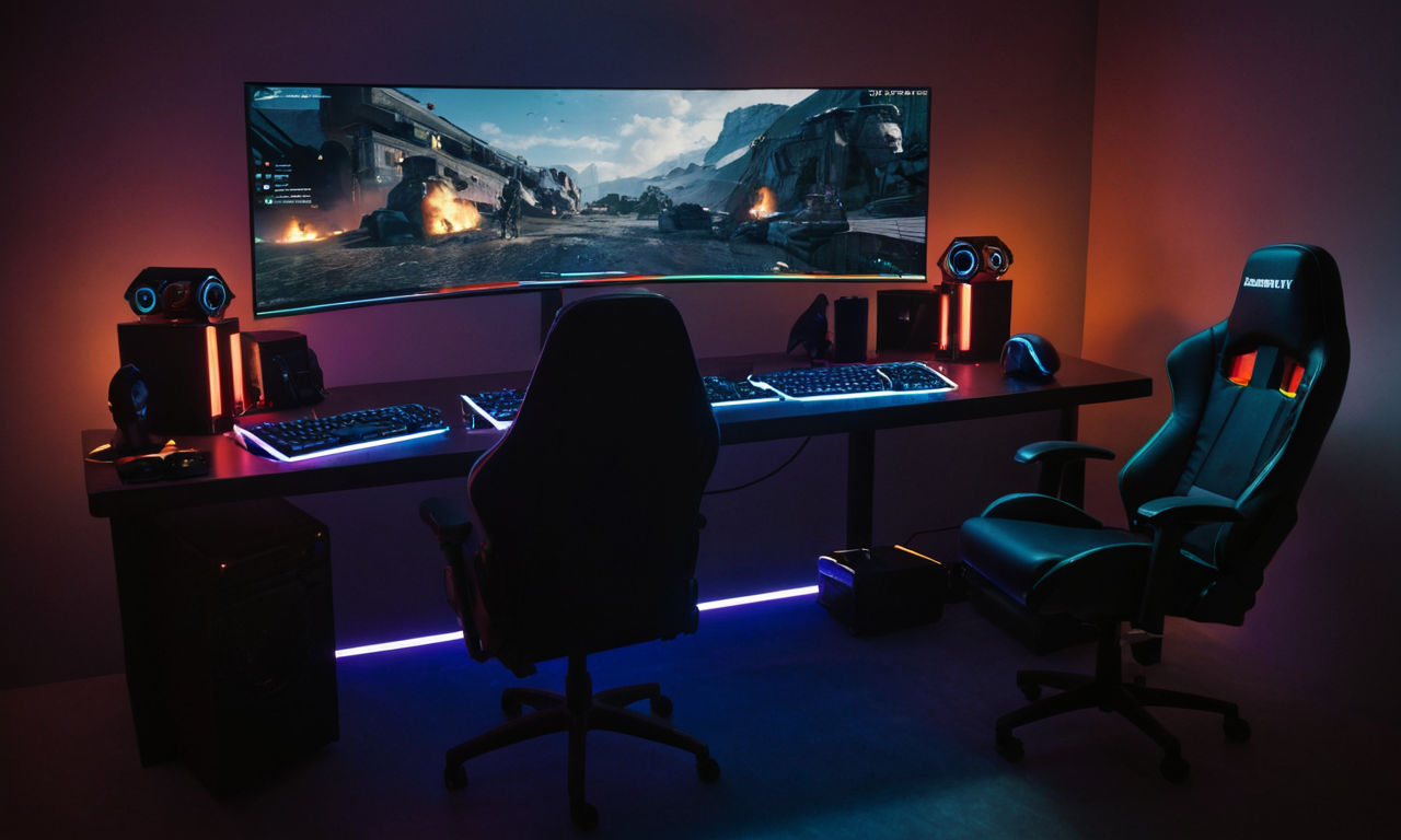 A detailed image prompt for the content:
A futuristic gaming setup with a high-end computer, multiple screens displaying gaming interfaces, glowing RGB keyboard and mouse, and a sleek gaming chair. This image conveys a professional gaming environment for troubleshooting gaming errors like error code 262146 in Call of Duty: Modern Warfare.
