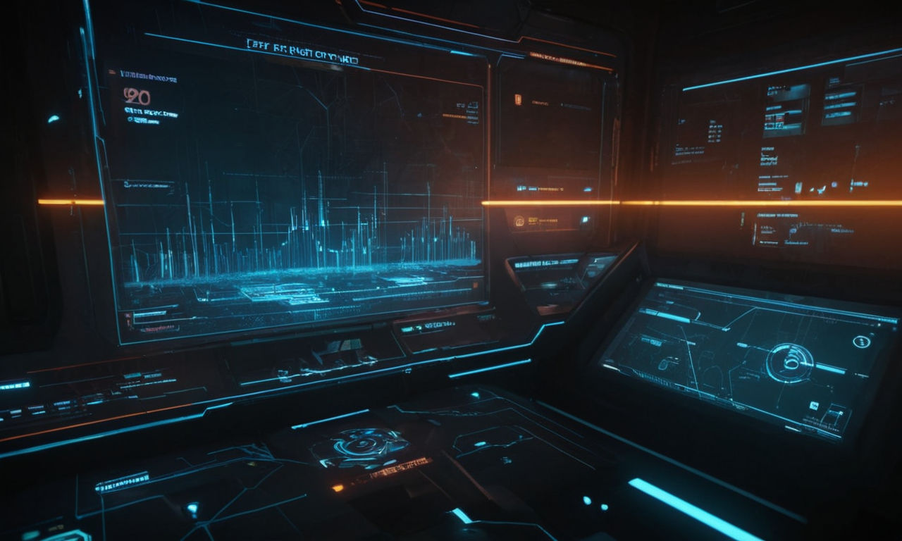 A futuristic digital interface with glowing lines and data streams representing system maintenance and repair for a PC game. The imagery should convey a sense of technology, diagnostics, and problem-solving in a virtual world.
