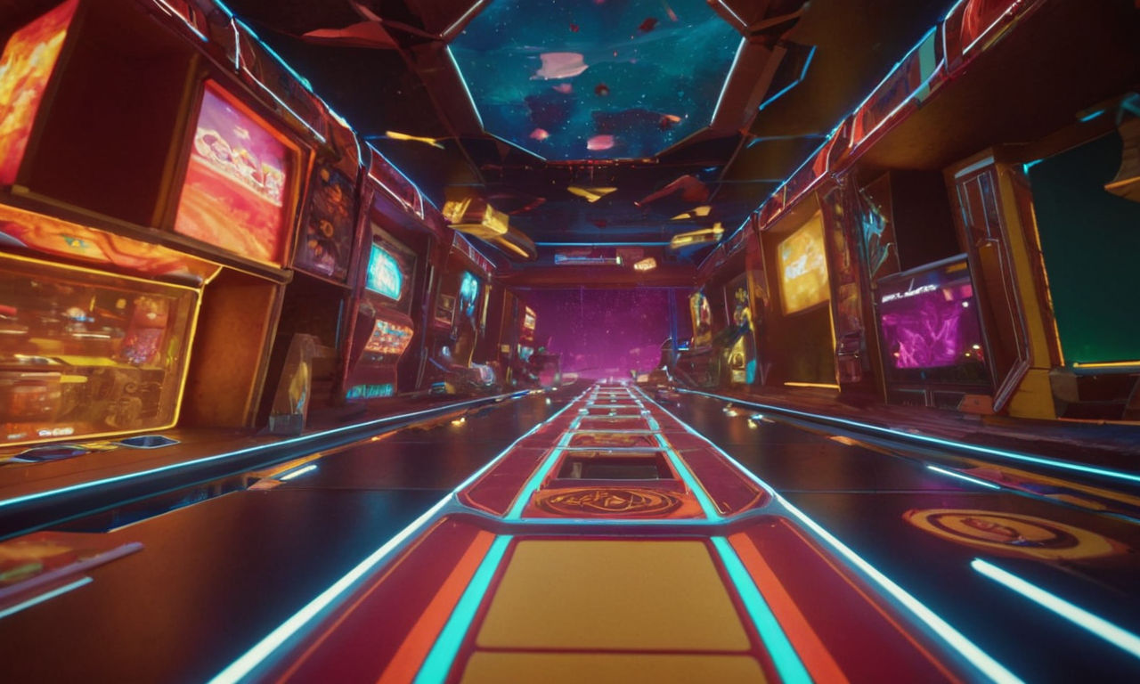 An abstract image representing the intensity and fast-paced nature of arcade gaming, with vibrant colors and geometric shapes in motion. This image should convey the excitement and challenges of navigating through obstacles, symbolizing the gameplay experience of "Dodge the Blocks" game. Let the image evoke a sense of strategy, reflexes, and competition in an arcade gaming setting, inspiring players to hone their skills and aim for high scores.
