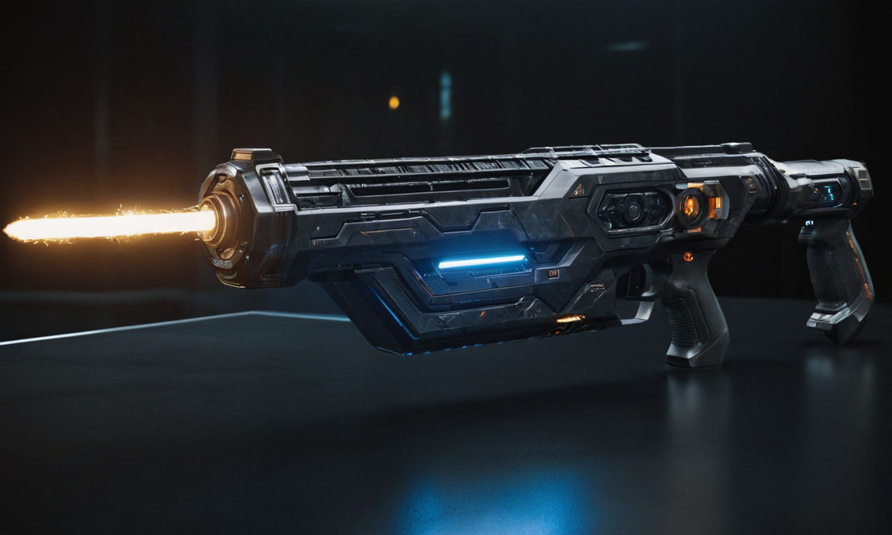 A futuristic weapon with intricate glowing patterns, sleek design, and advanced technology, suitable for a hero like Lightweaver in a strategic combat setting.The weapon emanates power and sophistication, reflecting the hero's capabilities and strength on the battlefield.
