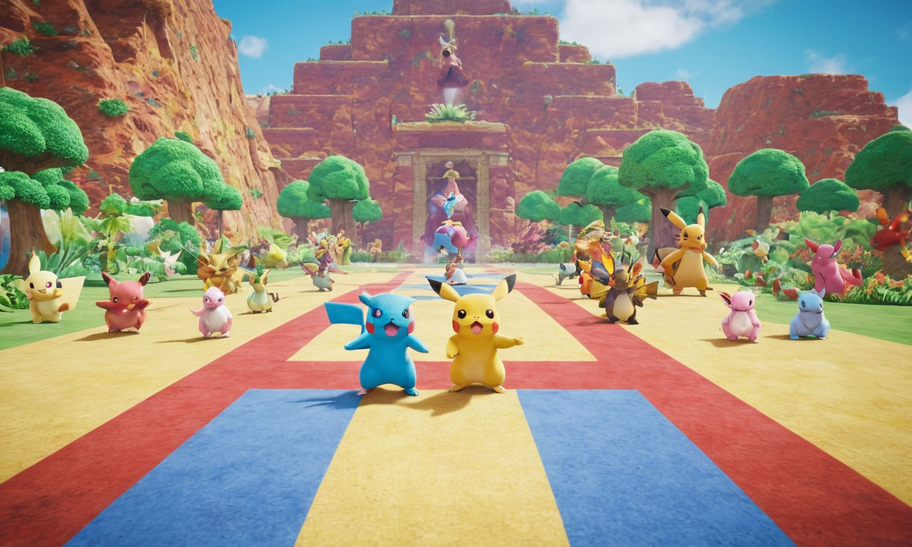 Vibrant and colorful pixelated Pokemon characters swapping places in an exciting battle scene, showcasing different methods of switching Pokemon in Pixelmon. The dynamic image captures the essence of strategic gameplay with Pokemon management tools and smart switches that can turn the tide of battles.
