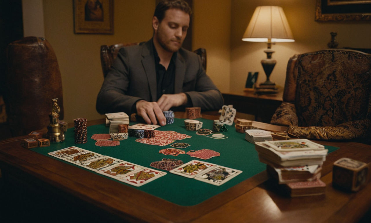 A cozy, tabletop setup featuring cards elegantly arranged for a two-player game. Symbolic elements hint at collaboration and strategy, with a fox motif subtly integrated into the artwork. The scene conveys a sense of partnership and shared decision-making, inviting players to immerse themselves in the world of cooperative card gaming.
