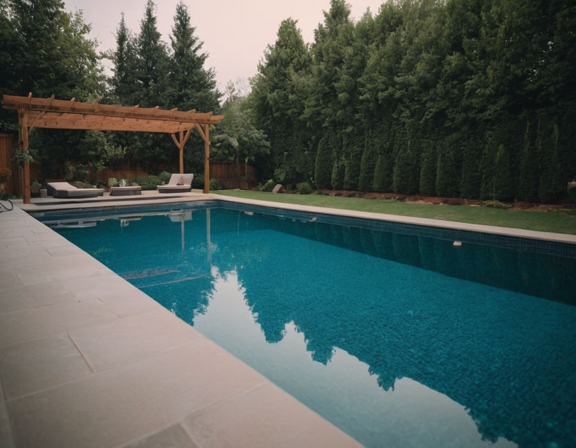 swimming pool construction in a backyard