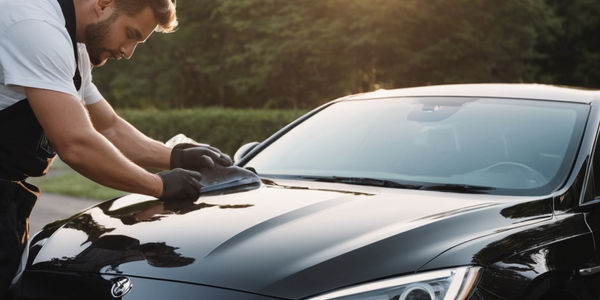 detailer cleaning tree sap from a car