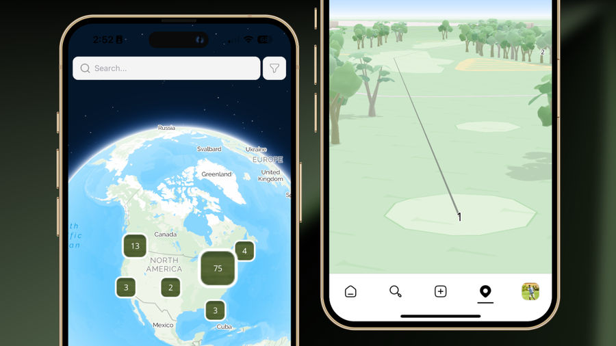 Interactive 3D geolocation map and high-fidelity course rendering feature in a high-performance golf mobile app developed by Modall.