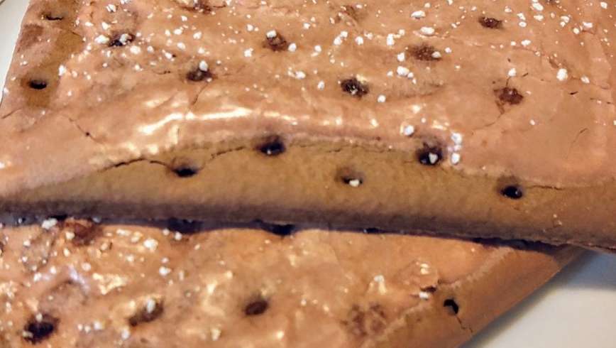chocolate cannabis infused pop tarts on a white plate