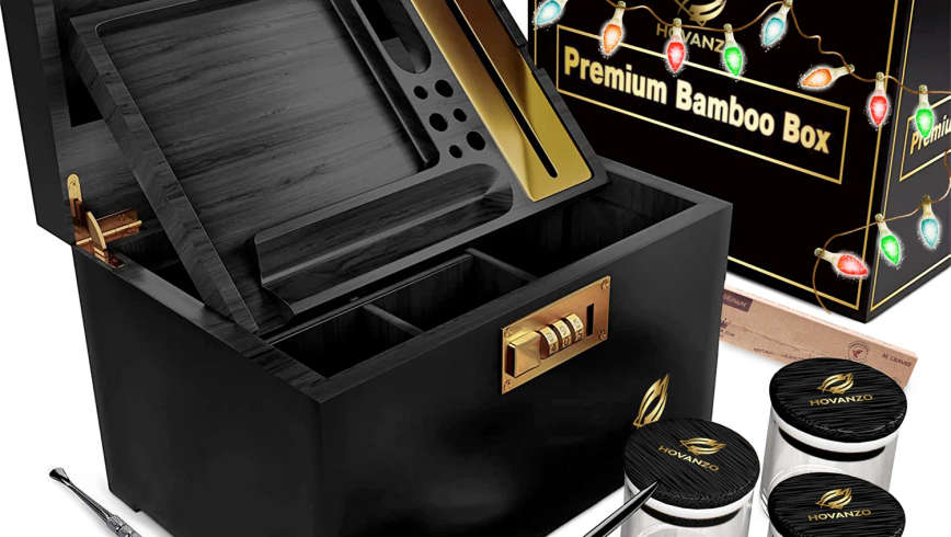 Hovanzo Premium Bamboo Stash Box