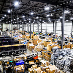 Energy-efficient LED fixtures installed in a facility