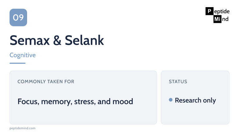 Semax and Selank nootropic peptide profile — cognitive category, research only