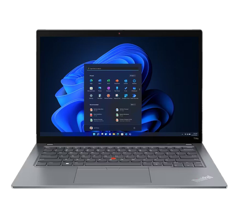 Lenovo ThinkPad T14s Gen 2 Laptop, 14-Inch (1920 × 1080), 300 nits FHD IPS Anti-Glare, AMD Ryzen™ 5 PRO 5650U, 16 GB DDR4-3200 RAM, 512 GB PCIe NVMe SSD side view