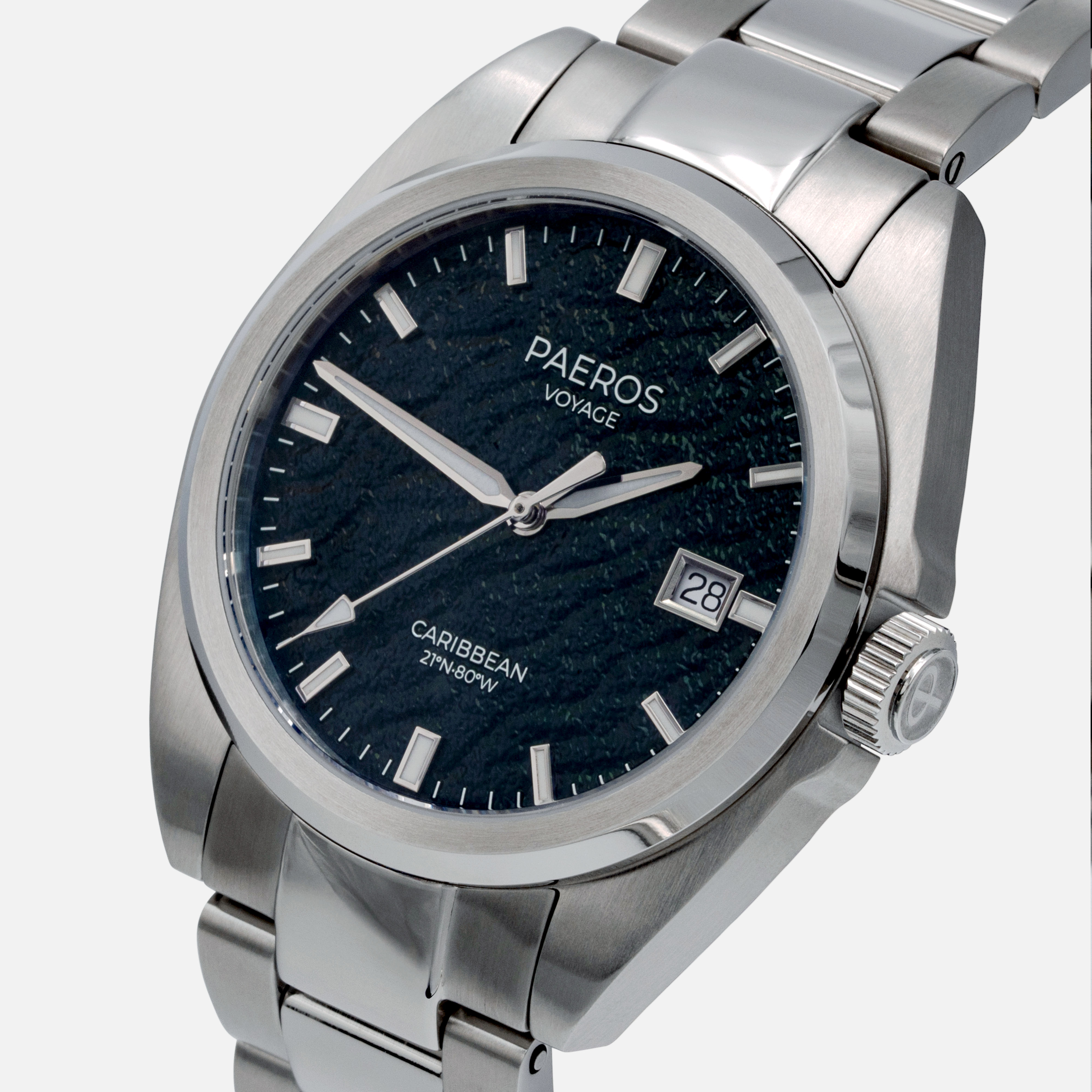 PAEROS Caribbean steel bracelet three-quarter view