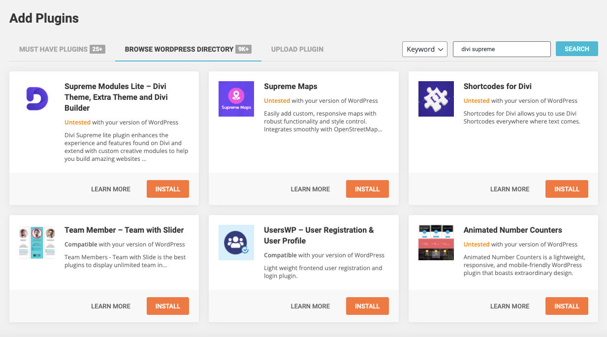 divi plugin directory