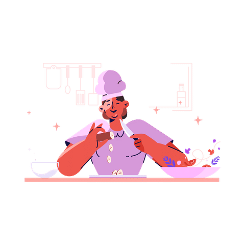 Aunties Cooking Show Animated Illustrations