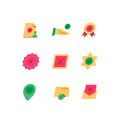 Approval and Rejection Icons Icons