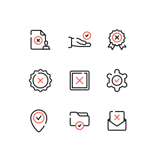 Approval and Rejection Icons Icons