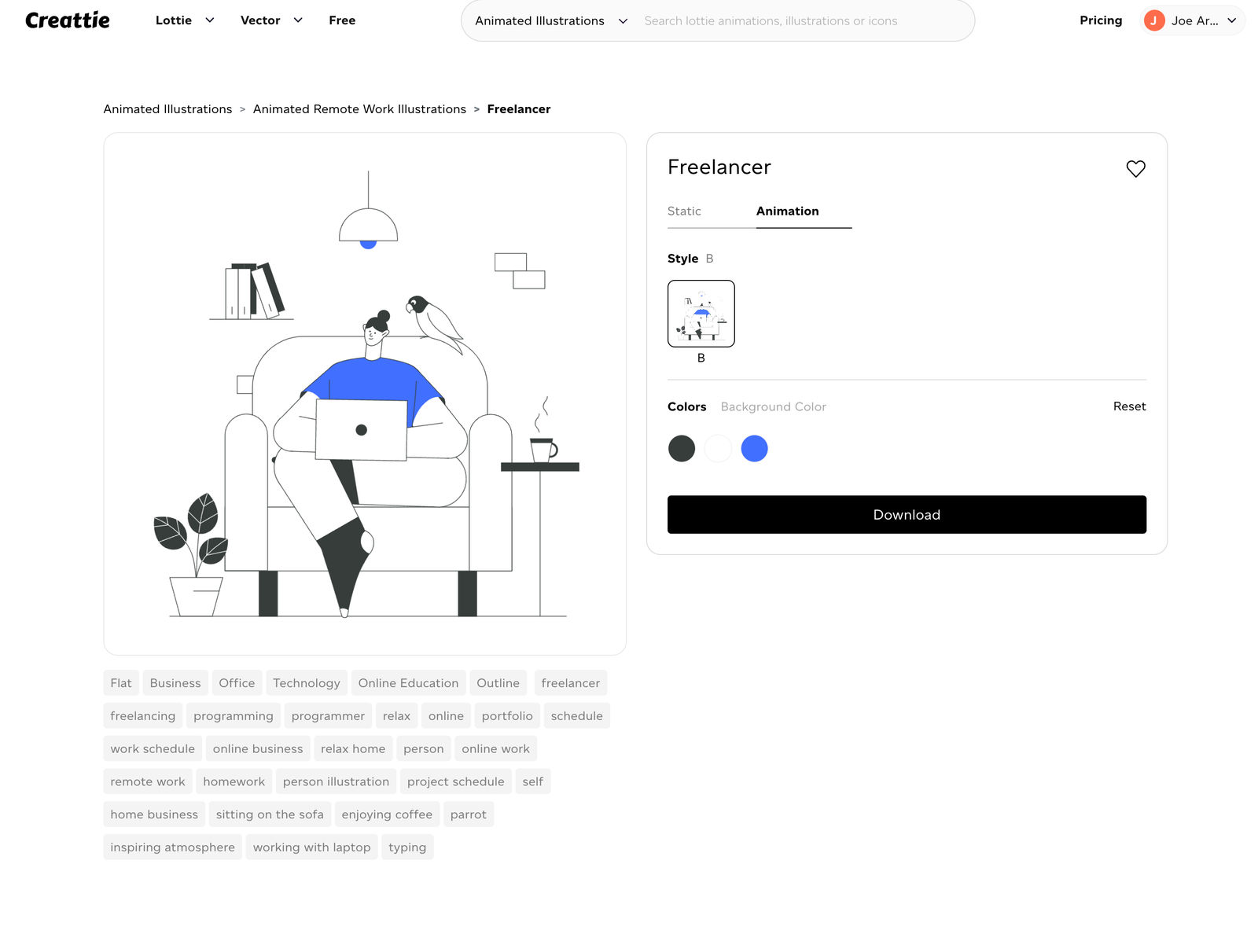 freelancer lottie animation