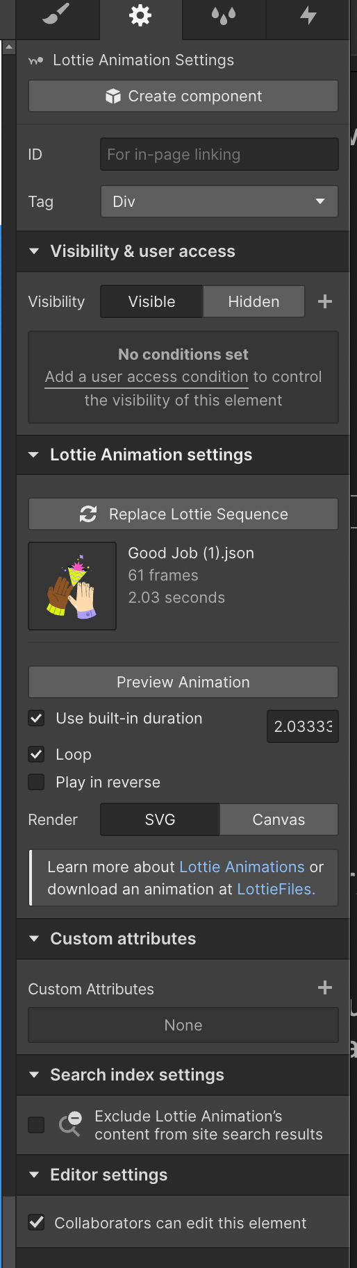 Add Lottie Animations to Webflow step15