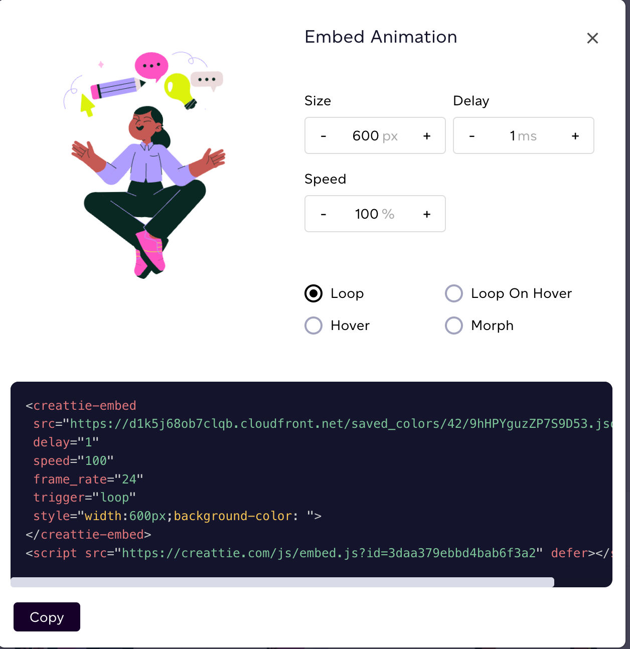 adjust speed before embeding