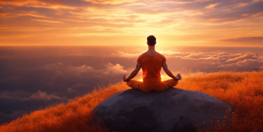 A calming digital interface showing a person chatting with an AI therapist in a serene, supportive environment.