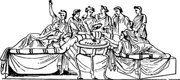 Abb. 1: Römisches Ruhebett nach einem Gemälde in Pompeji