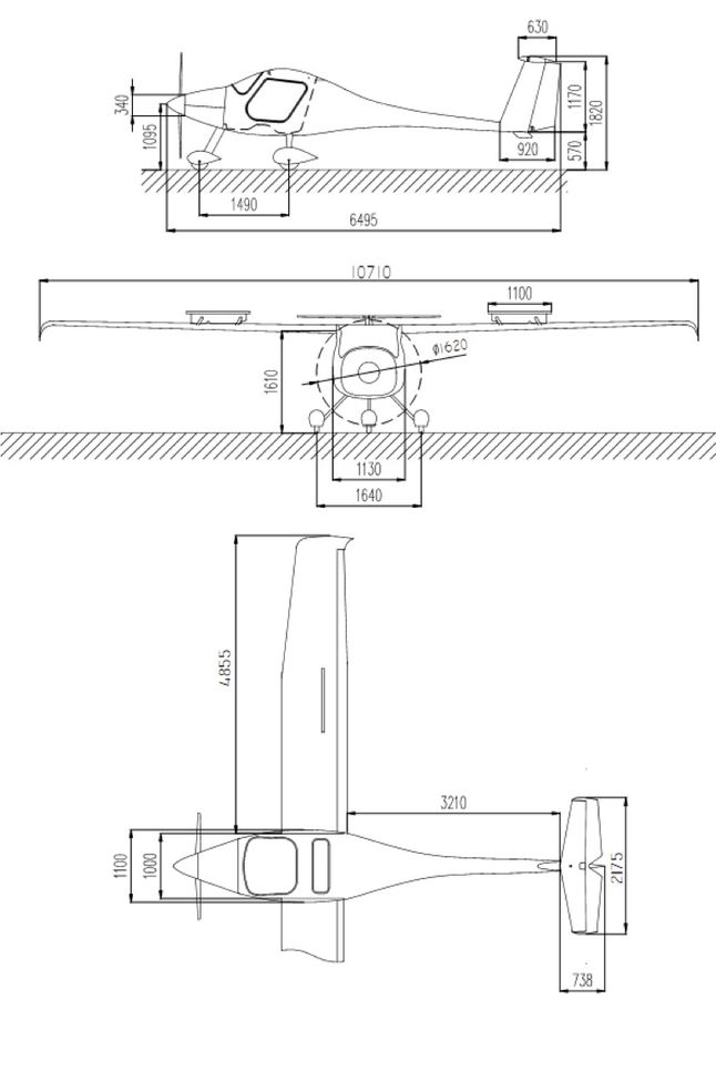 dimensions Pipistrel SW121
