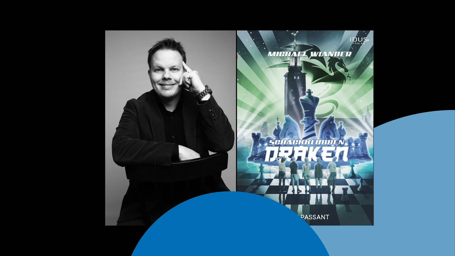 Foto på Michael Wiander och bokomslag.