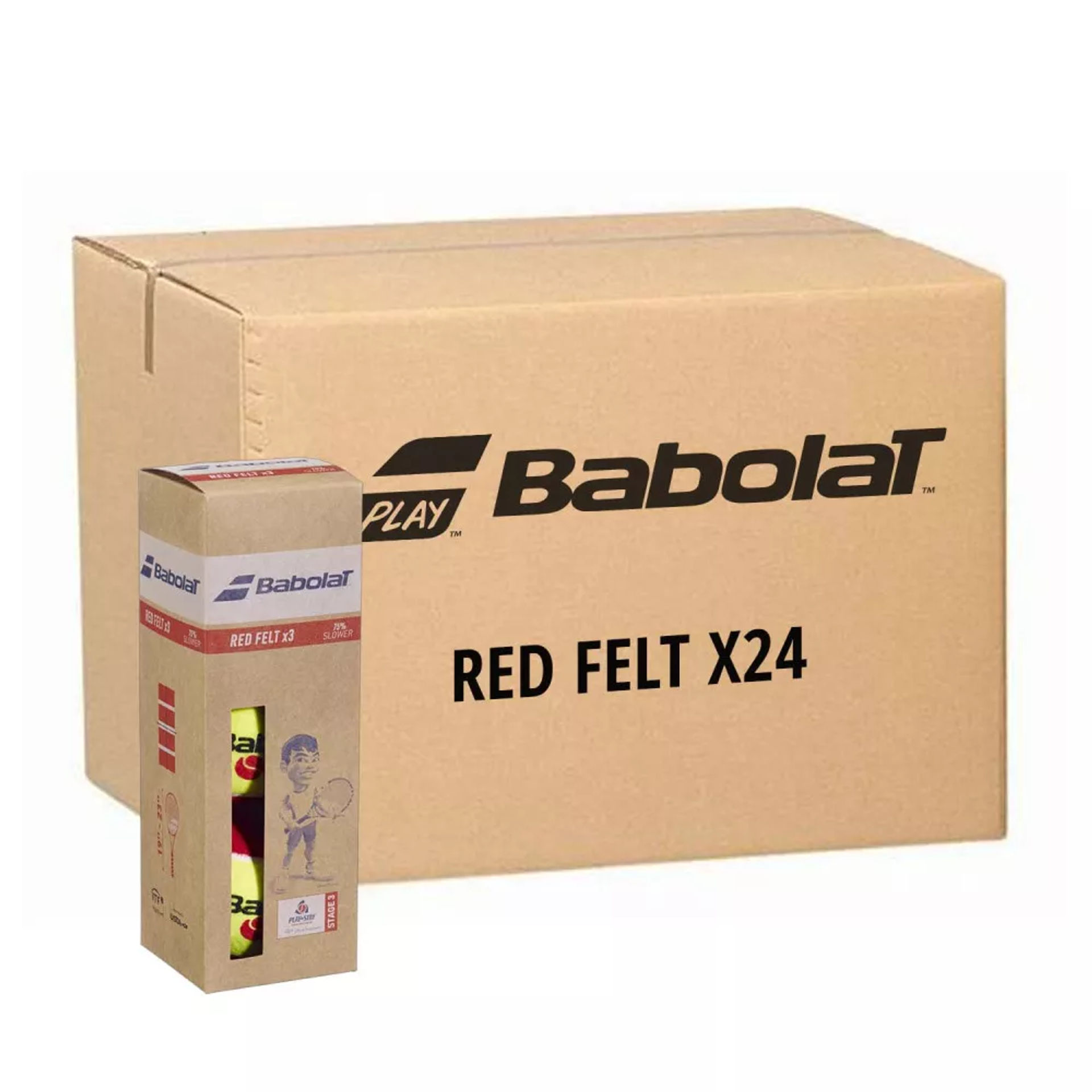 کارتون ۲۴ تایی توپ تنیس بابولات Red Felt