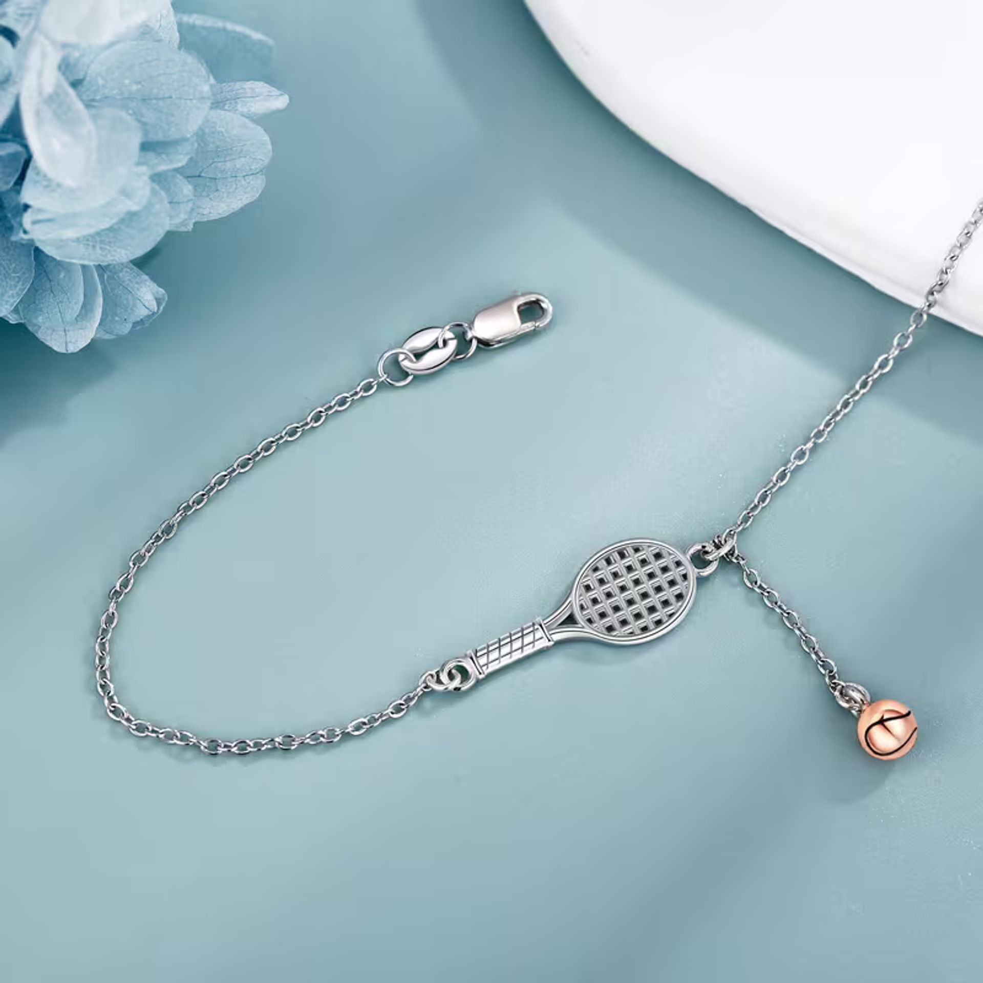 دستبند تنیس تنادور 925 Sterling Silver Tennis Racket - تصویر 2
