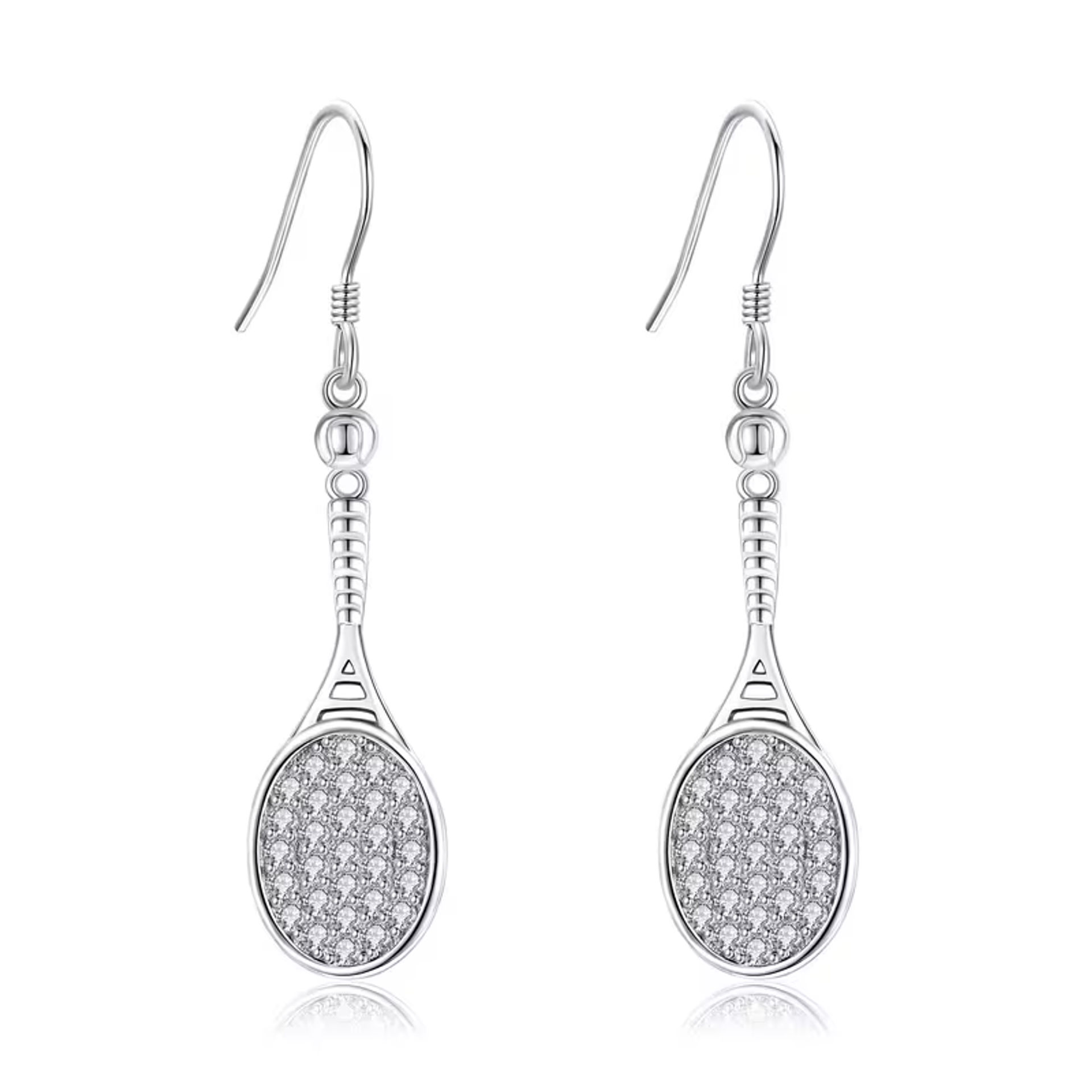 گوشواره تنیس تنادور 925 Sterling Silvery Tennis Earrings with Synthetic Zirconia