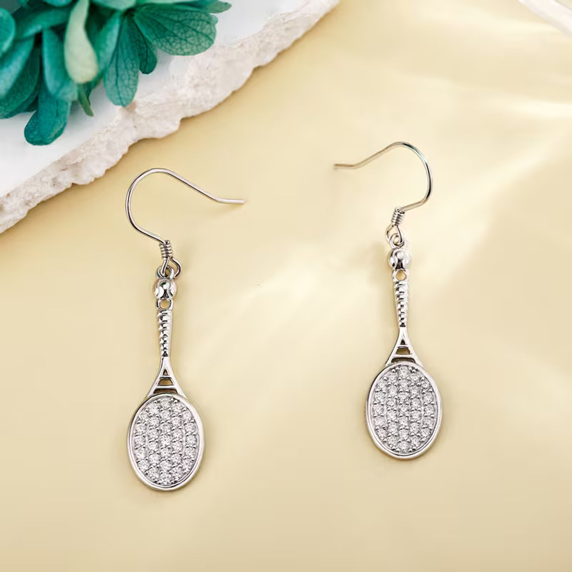گوشواره تنیس تنادور 925 Sterling Silvery Tennis Earrings with Synthetic Zirconia - تصویر 2