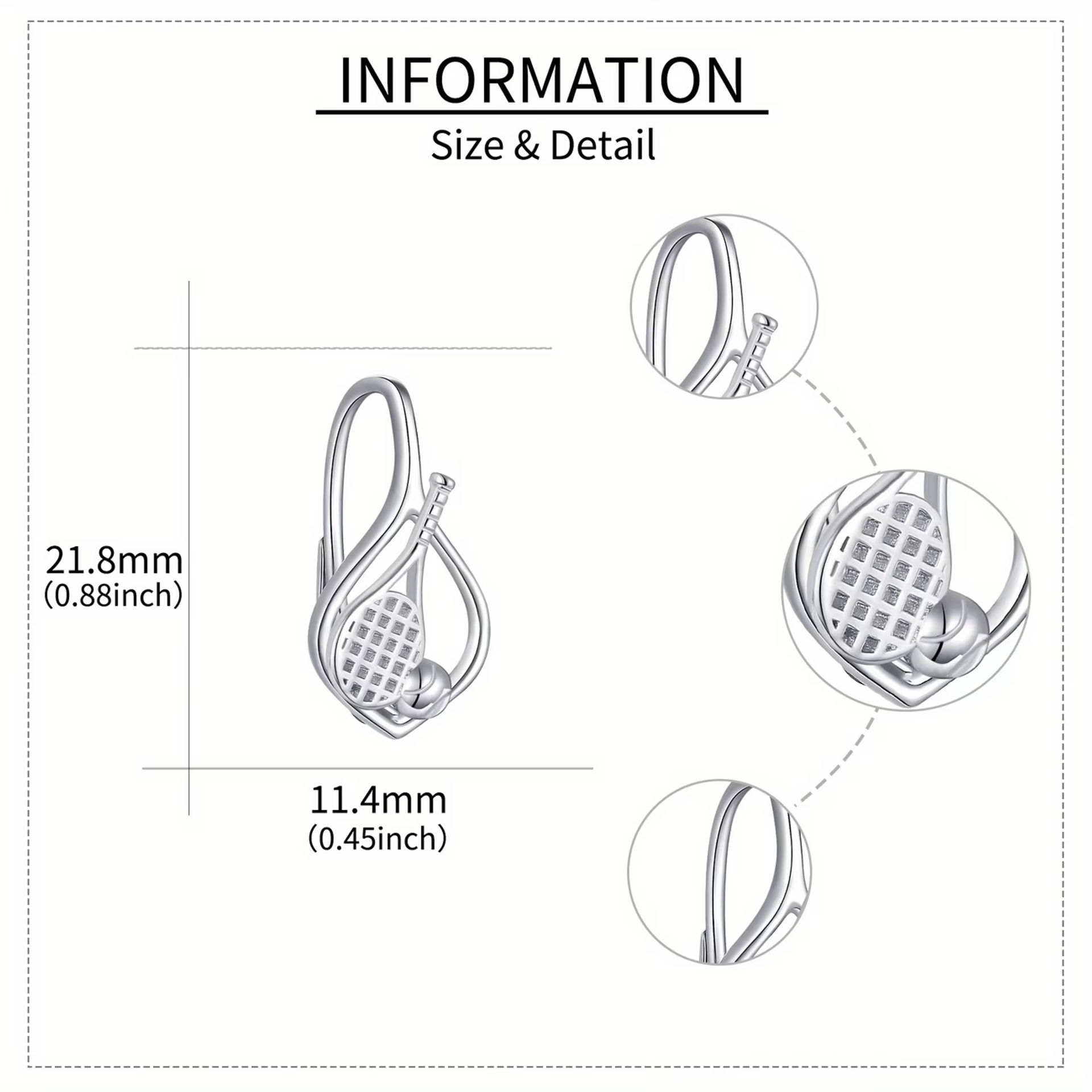 گوشواره تنیس تنادور Sterling Silvery Tennis Racket And Ball Leverback - تصویر 2