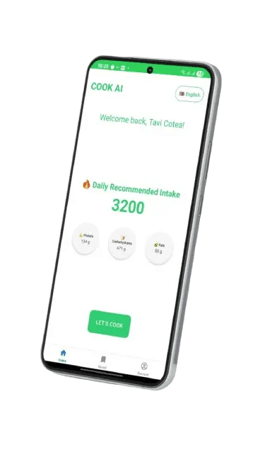 Cook AI App Screenshot - AI-Powered Recipe Generator and Meal Planner Interface