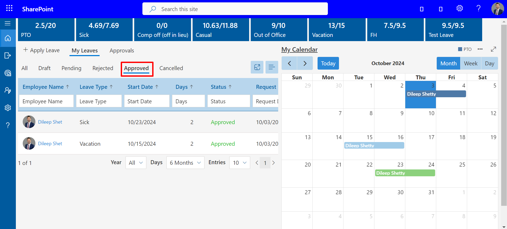 dashboard leave software