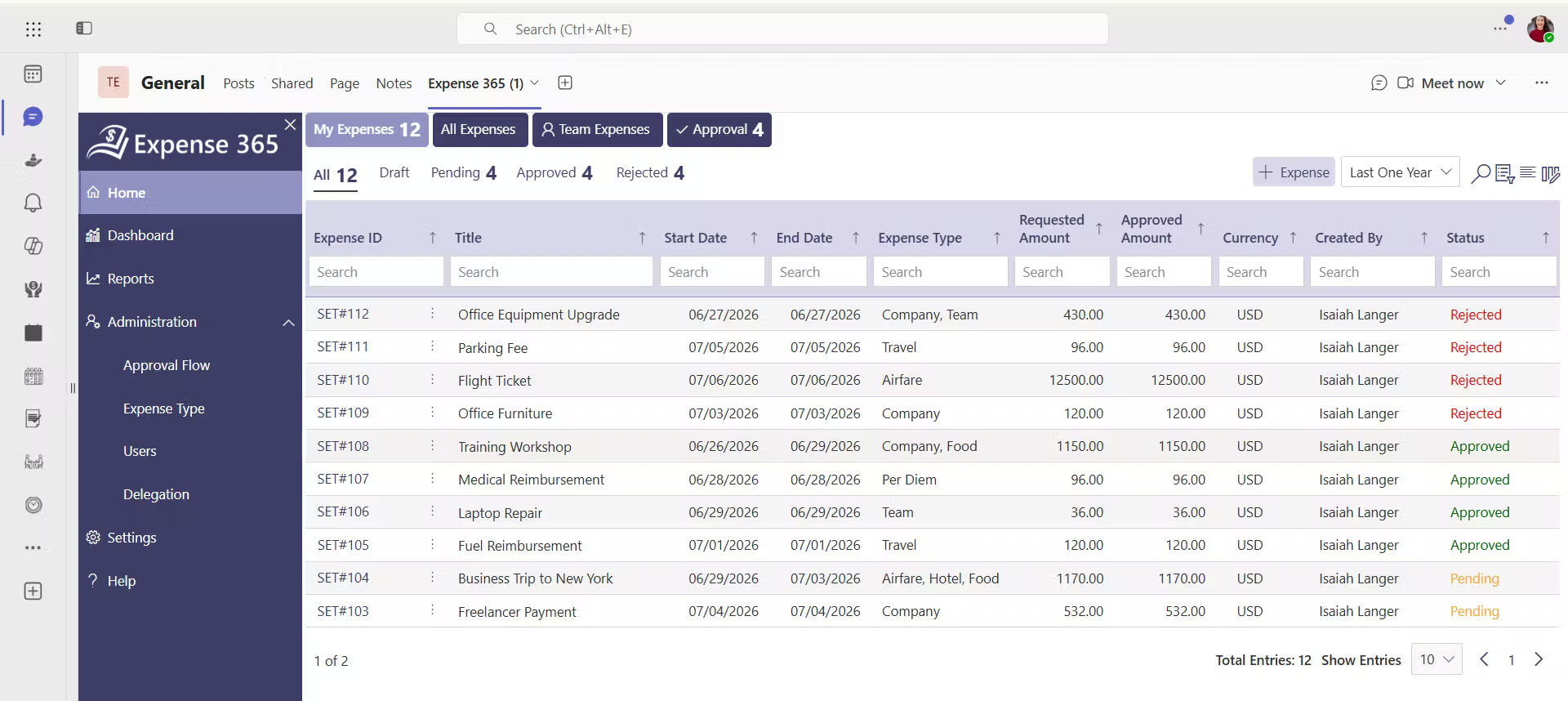 Expense reporting software