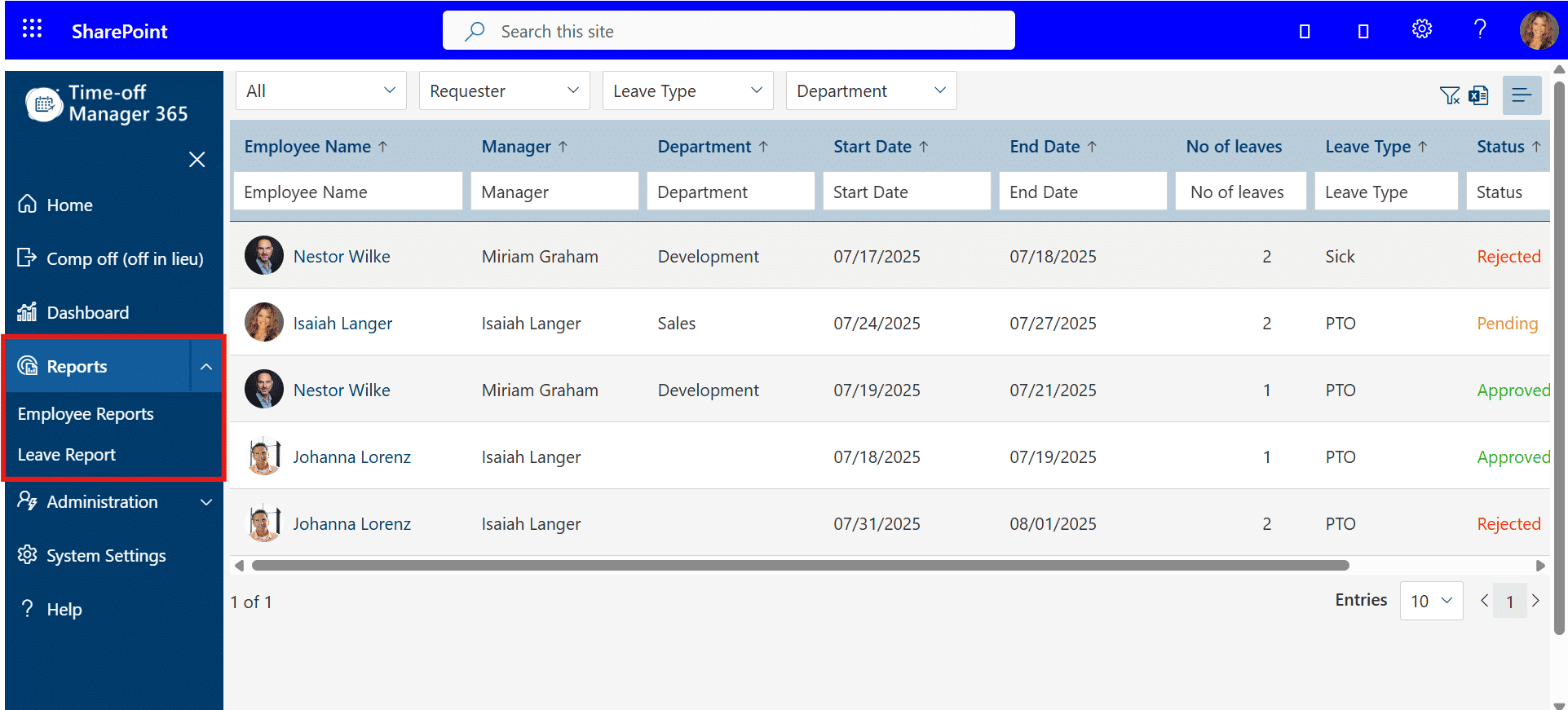 reporting in leave management