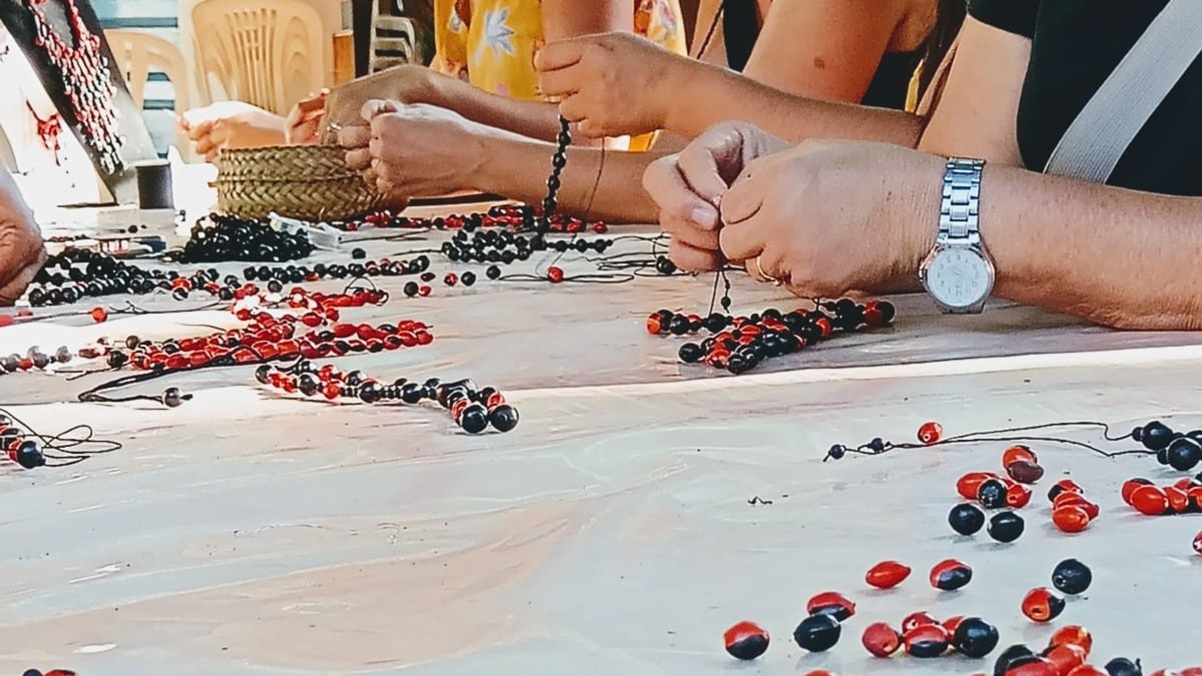 Taller de joyería con semillas nativas