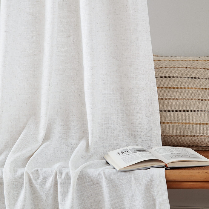 Buy Lesley White 8%Linen+92%Polyester Curtains Online - Curtarra