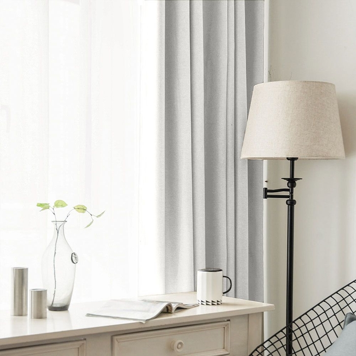 Buy Lesley White 8%Linen+92%Polyester Curtains Online - Curtarra